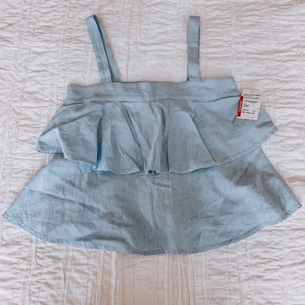 Abound Light Blue Tiered Ruffle Tank Top
